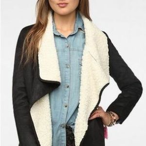 MINKPINK Faux Shearling & Suede Sherpa Coat